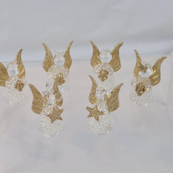 Giftco Clear Glass Angel Ornaments with Golden Glittery Wings Lot of 6 - Picture 7 of 16